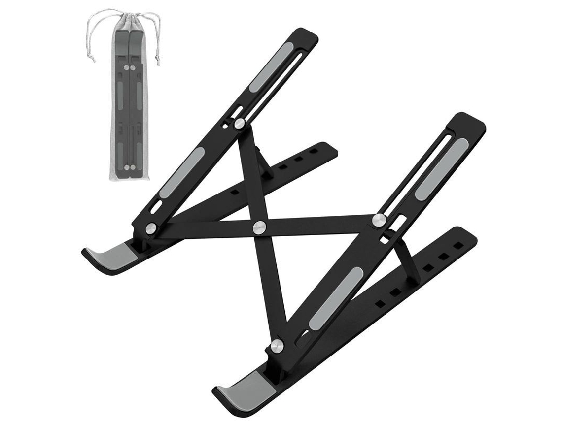 2026rebe-soporte Para Portátil Linjou Ajustable Plegable Aluminio Ventilado Compatible 10-15.6 Pulgadas Negro