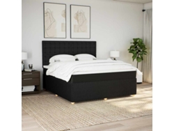 Cama Box Spring Con Colchón Tela Negro 180x200 Cm