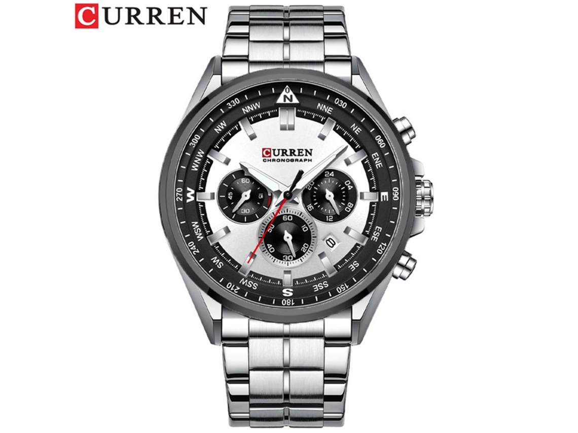 (azul Plateado) Reloj De Pulsera Con Cinta De Acero Resistente Al Agua, Múltiples Funciones, Gran Esfera Y Calendario Para Hombre