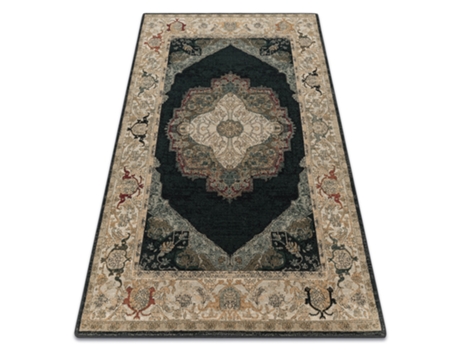 Alfombra de Lana DYWANY LUSZCZOW Polonia Palazzo Rosetón Azul Oscuro