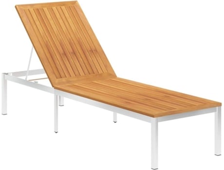 Tumbona VIDAXL con cojín madera maciza de acacia y acero inoxidable