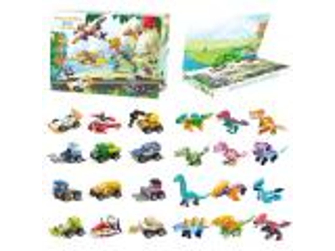 Calendario De Adviento De Autos Y Dinosaurios - Calendario Navideño Multicolor 2024
