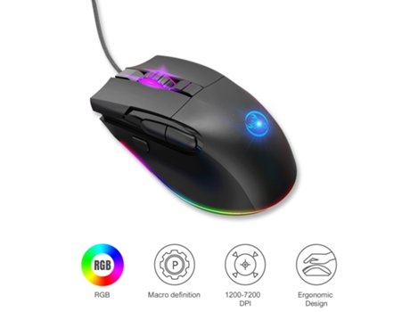 Ratón Gaming AGTRUM A905 RGB (7200dpi - Negro)