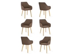 Sillas De Comedor Goeurvant 1381(pack De 6, Marrón Moca, Tela)