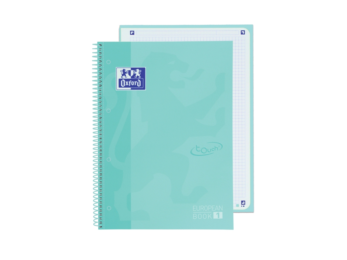 Caderno A4 Capa Dura Espiral OXFORD Touch Quadriculado Verde Pastel 80Fl 90G 400117274
