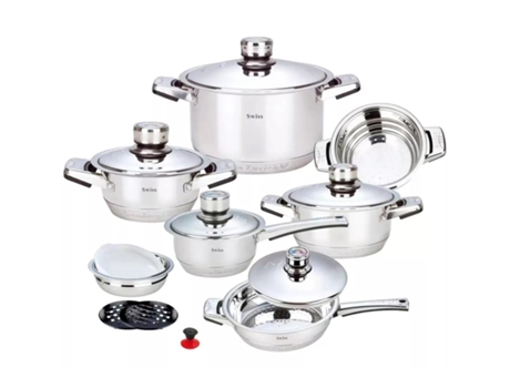 Batería de Cocina de 16 Piezas Acero Inoxidable, Calidad Profesional. Oferta exclusiva