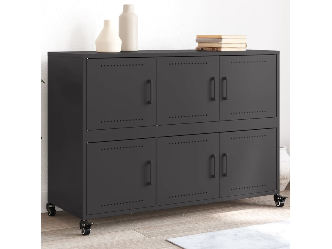 Aparador De Acero Negro 100,5x39x72 Cm