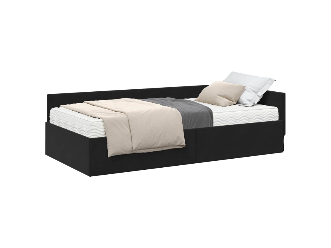 Cama Individual | Estructura De Cama Esquina Con Colchón 2 Uds Gris Terciopelo