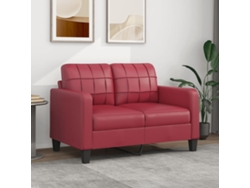 Sofá De 2 Plazas De Cuero Sintético Rojo Vino 120 Cm