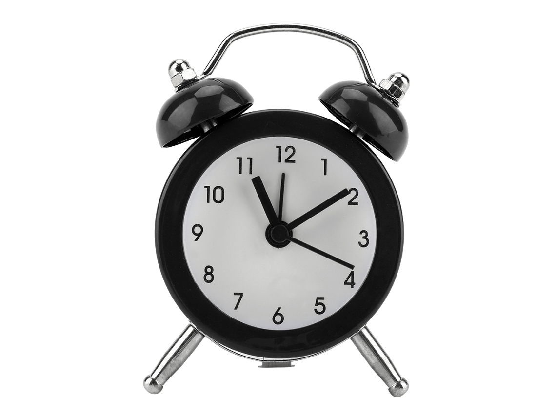 Mini reloj despertador digital portátil de metal Baok-reloj con batería, elegante para estudiantes, negro, 7,6 cm (3 pulgadas).