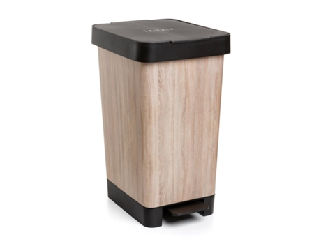 TATAY Smart - Cubo de basura 25L con Doble Apertura, Pedal Retráctil y Manual. Deco Wood