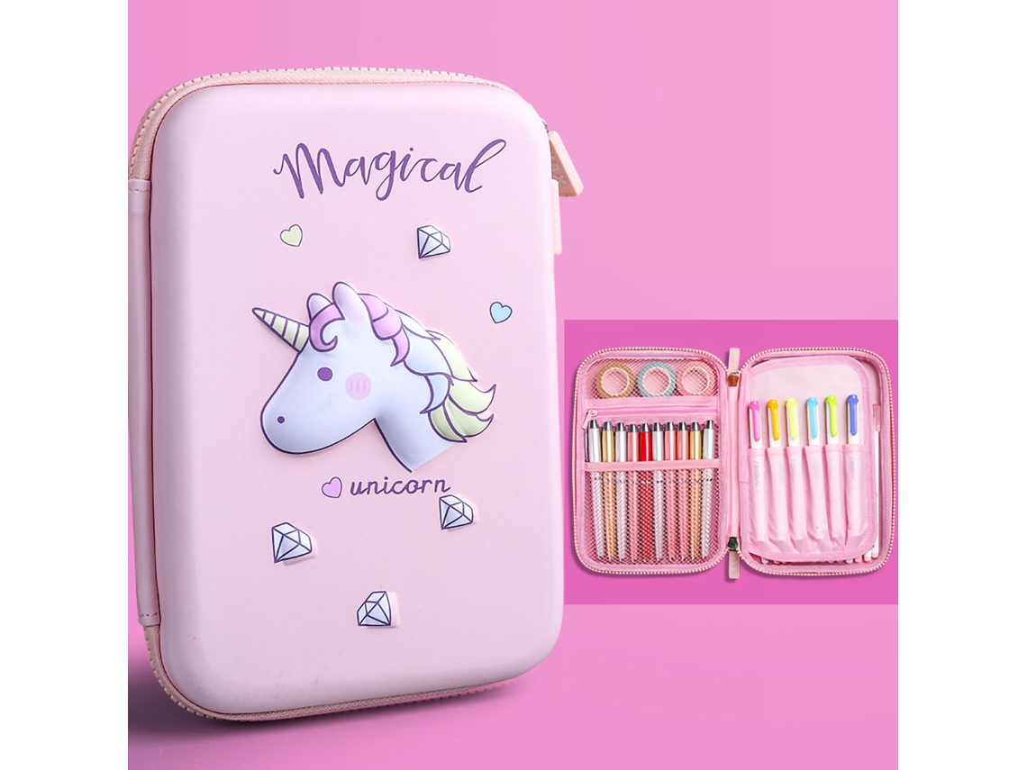 Estuche De Lápices Unicornio Rosa Cute Impermeable Para Niños Estudiantes Escolar