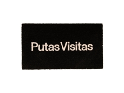 Felpudo original “Putas Visitas” de coco con base antideslizante de PVC Felpudo entrada casa Pintado a mano Medidas: 70 x 40 x 1,5  FISURA