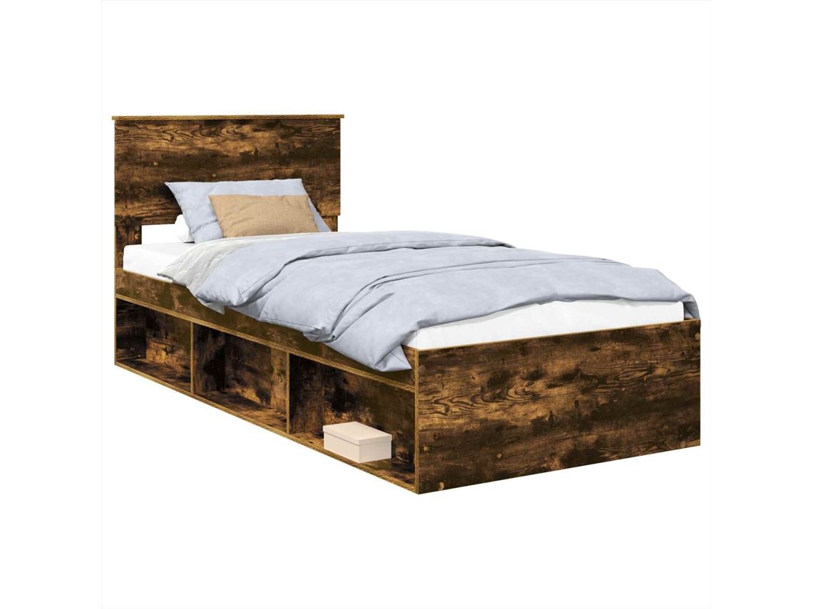 Maison Exclusive - Estructura De Cama Con Cabecera Roble Ahumado 75 X 190 Cm