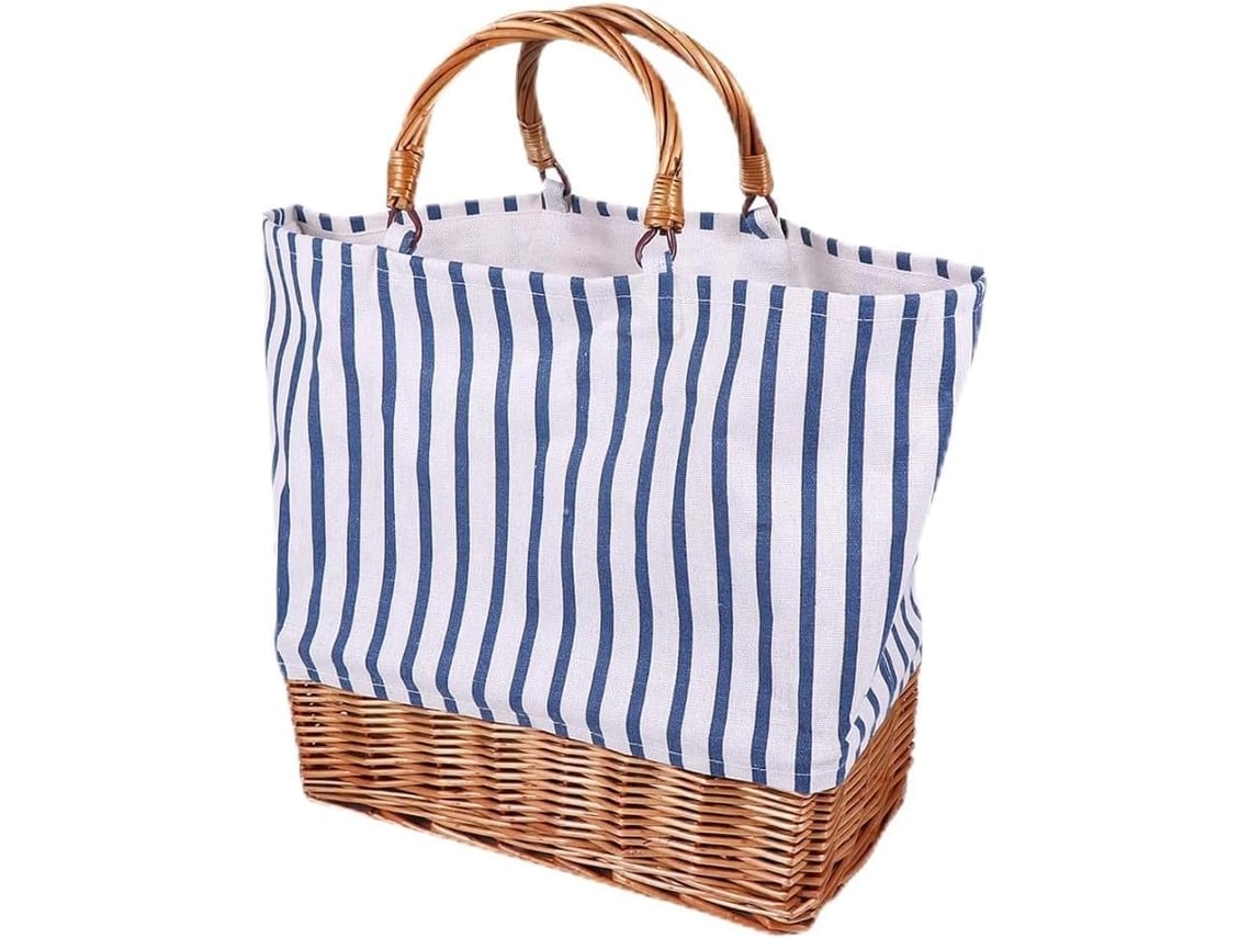 Bolso Tote Ciieeo Ligero Y Fácil De Limpiar, De Algodón Y Lino Azul, Diseño Único.