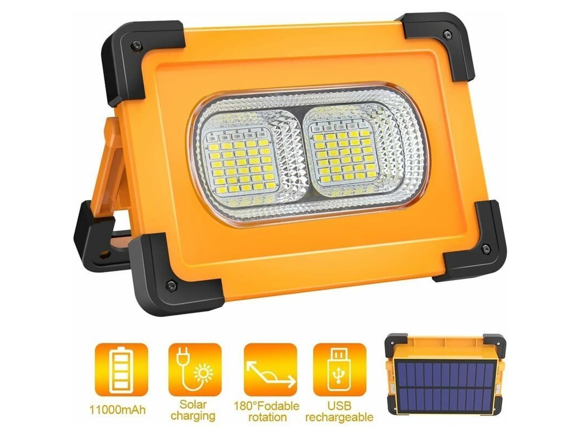 Lámpara De Emergencia Led Recargable De 80 W Con Panel Solar Y Batería De 10000 Mah Para Camping Y Construcción.