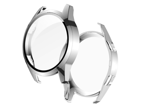 Huawei Watch GT2 46 mm Protector de pantalla de vidrio templado 2 en 1 + Estuche de pieza totalmente revestida (Plata)