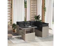 Conjunto de sofá de jardín DKD Home Decor con cojines, mimbre gris claro