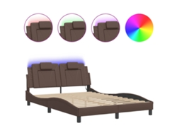 Maison Exclusive - Estructura De Cama Viana Con Led Sin Colchón Marrón 140x190 Cm
