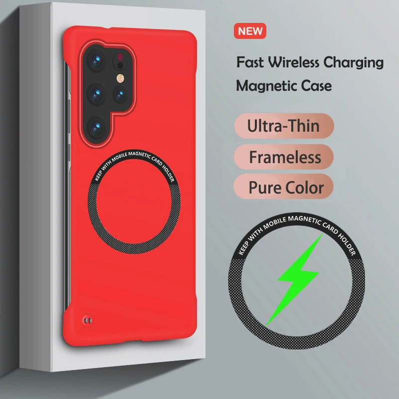 (rojo, Galaxy S26) Funda Magnética Sin Marco Para Teléfono, Diseño Ultrafino De Color Sólido, Compatible Con Magsafe.