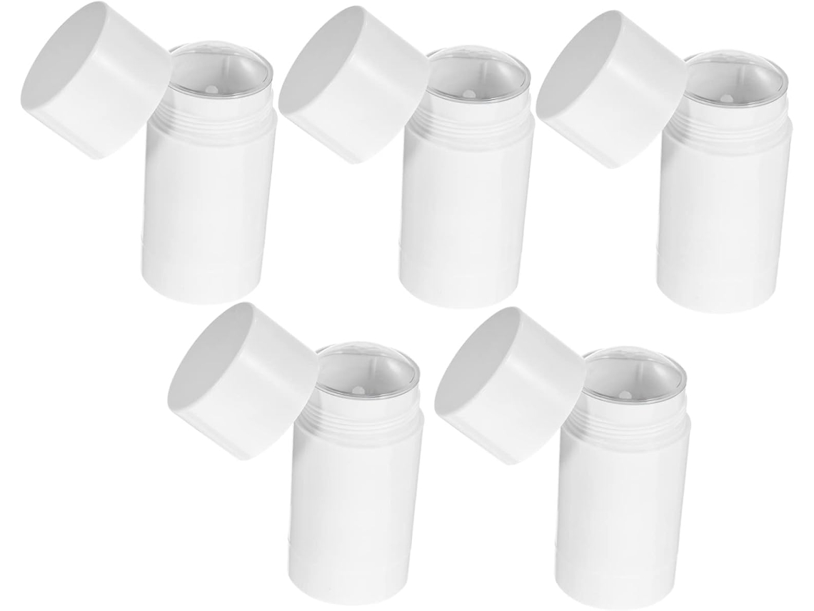 Juego De 5 Frascos Redondos De Plástico Blanco, Recargables Y Portátiles Para Perfume Con Aplicador Roll-on.