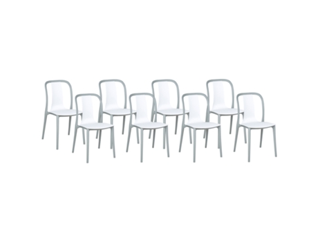 Conjunto de 8 sillas de jardín blanco y gris BELIANI Spezia