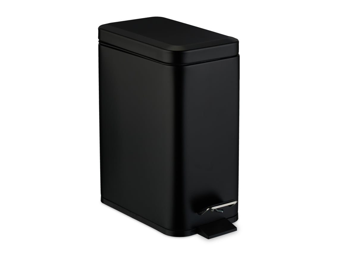 Relaxdays Caixote Do Lixo Para Casa De Banho, 5 L, Soft-close, Interior Amovível, Aço Inoxidável Mate, Pedal, Preto