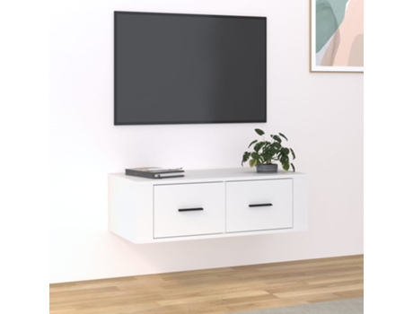 MAISON EXCLUSIVE Mueble de TV colgante madera contrachapada blanco 80x36x25 cm