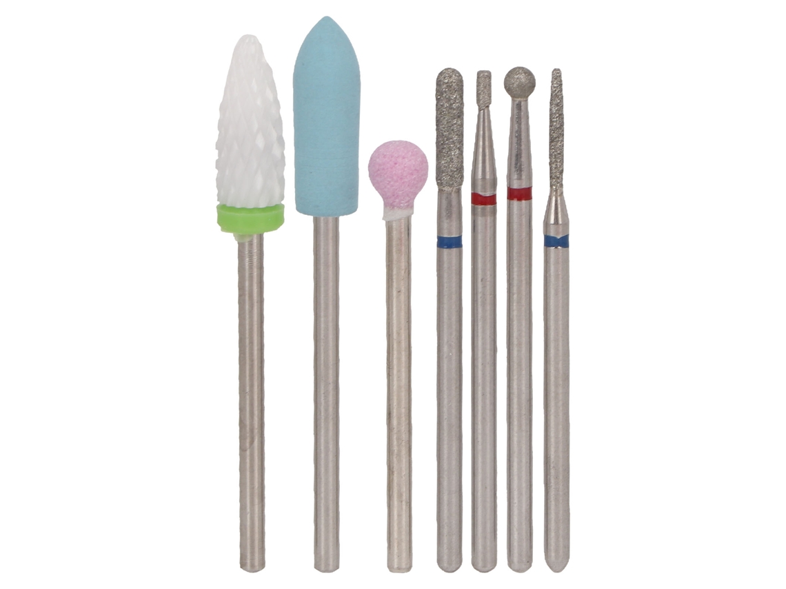 Brocas para uñas de cerámica y acero de tungsteno, 7 piezas, portátiles, profesionales, para quitar uñas.