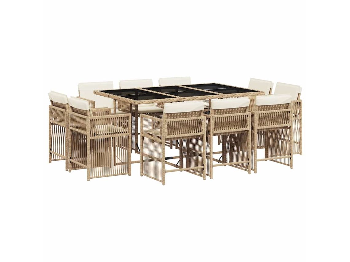 Maison Exclusive - Set Comedor De Jardín 11 Pzas Con Cojines Ratán Sintético Beige