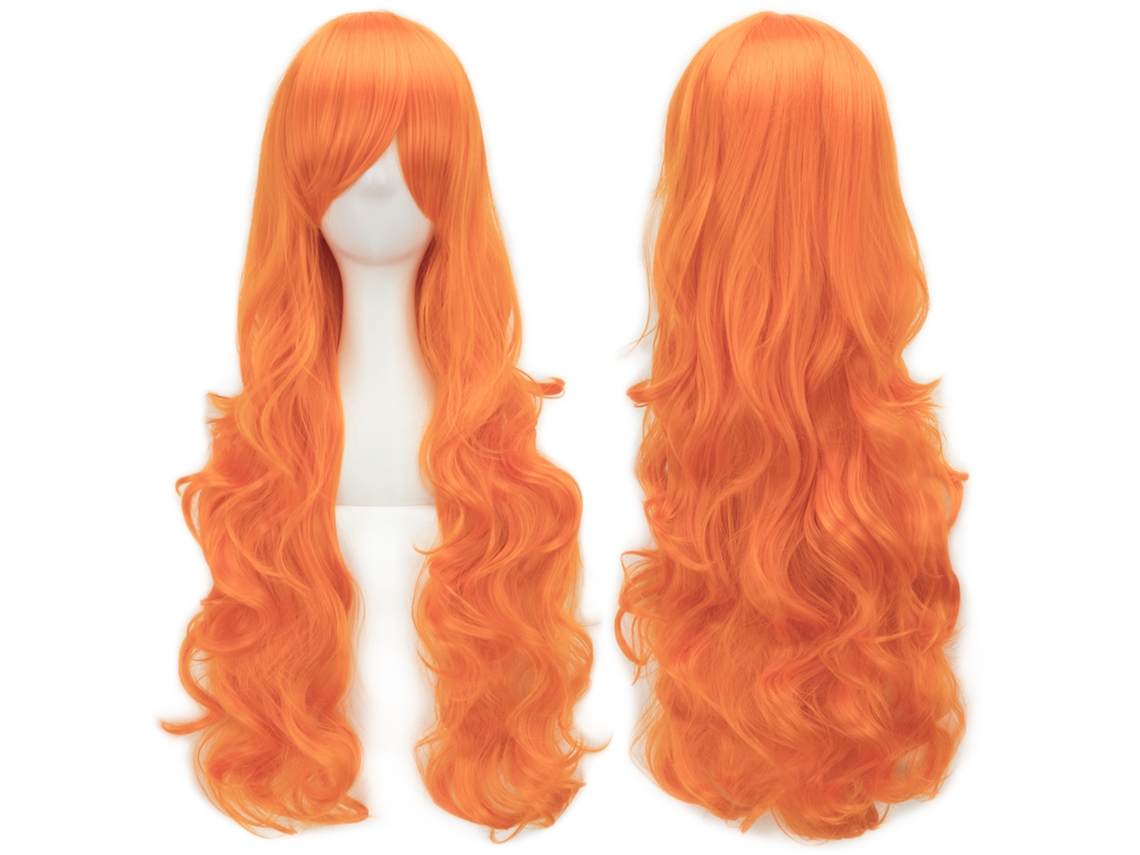 Peluca larga y rizada para cosplay de personajes de anime, 80cm (naranja) Gertiz
