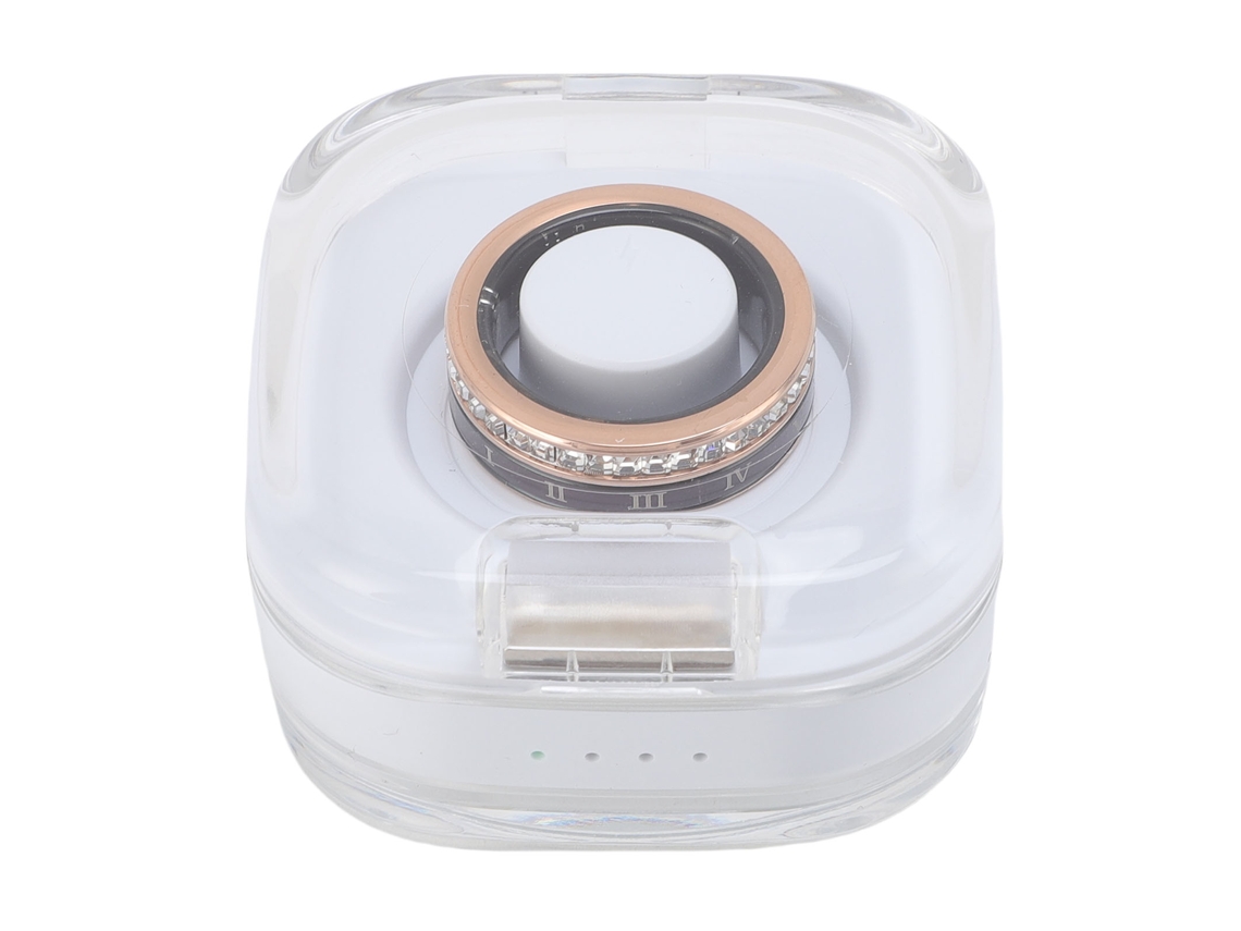 Anillo Inteligente (podómetro Bluetooth, Resistente Al Agua Con Larga Duración De Batería) Con Números Romanos Incrustados De Diamantes Y Funda De Carga