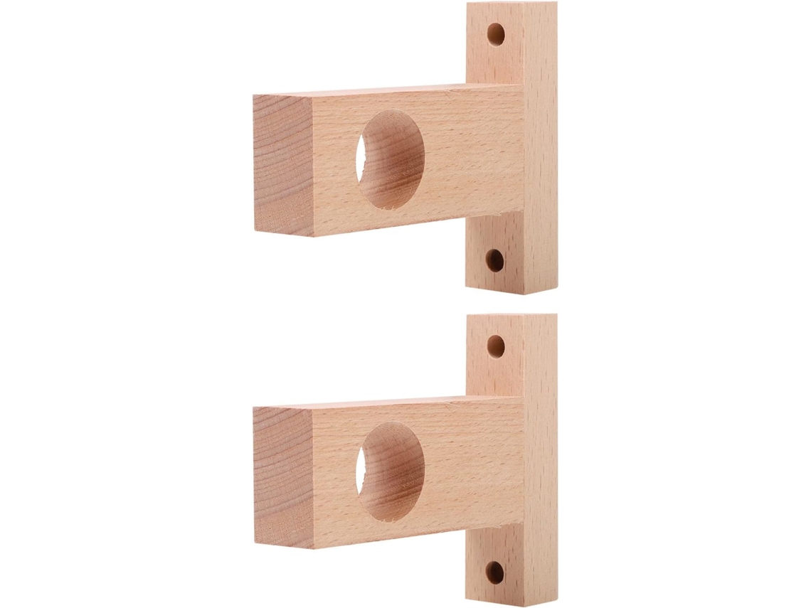 Juego De 2 Remates,decorativos Madera, Para Soportes Barra Cortina, Montaje Pared Para Baño