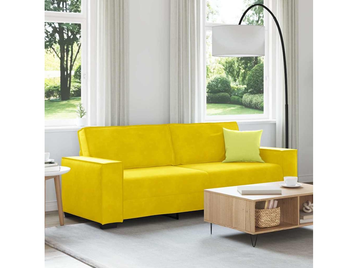 Sofá De 3 Plazas | Sofá De Salón | Sofá De Descanso Terciopelo Amarillo 180 Cm Wsd621279