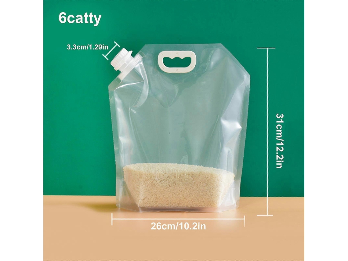 10 Bolsas Herméticas Antihumedad Para Granos Con Embudo, Transparentes Y Reutilizables Para Almacenaje En Cocina 3l