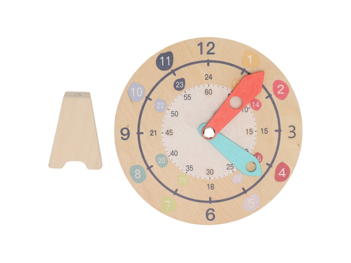 Rebe-reloj De Aprendizaje Madera 3 Tícaras Juguete Educativo Para Niños Estilo Culto 15x15cm Relógio de Demonstração Didática