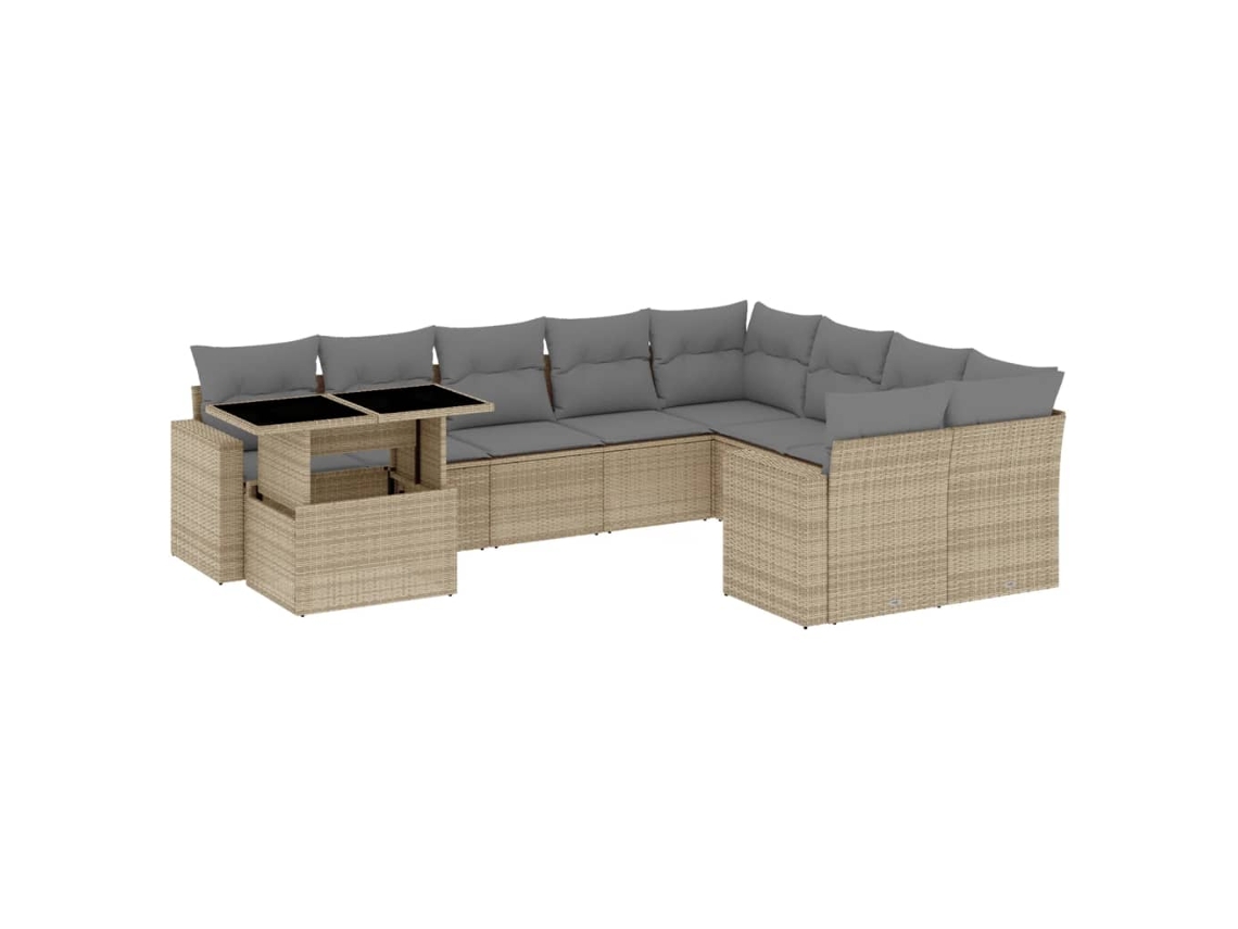 Maison Exclusive - Juego De Sofás Jardín Con Cojines Beige 10 Pzas Ratán Sintético