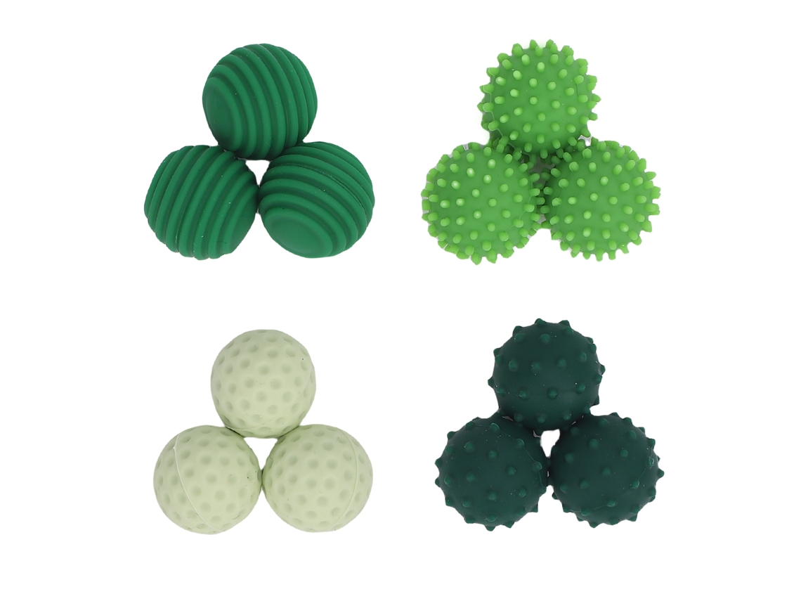 Mali 12 Bolas de Alivio de Estresse de Silicone Texturizadas Sensoriais para Mãos e Dedos Verde