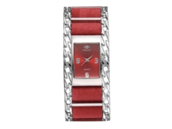 Reloj De Pulsera De Negocios Para Mujer En Aleación, Analógico, Cuarzo, Moda, Plateado, Rojo.