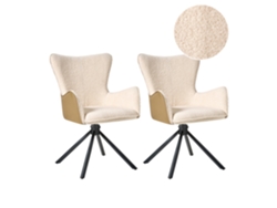 Conjunto de sillas giratorias Beliani Novi con respaldo alto en bouclé beige, 60 x 68 x 89 cm