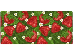 Besportble Alfombrilla De Ratón De Gran Formato Con Diseño De Fresas Y Flores Y Goma Antideslizante 40 X 90 Cm