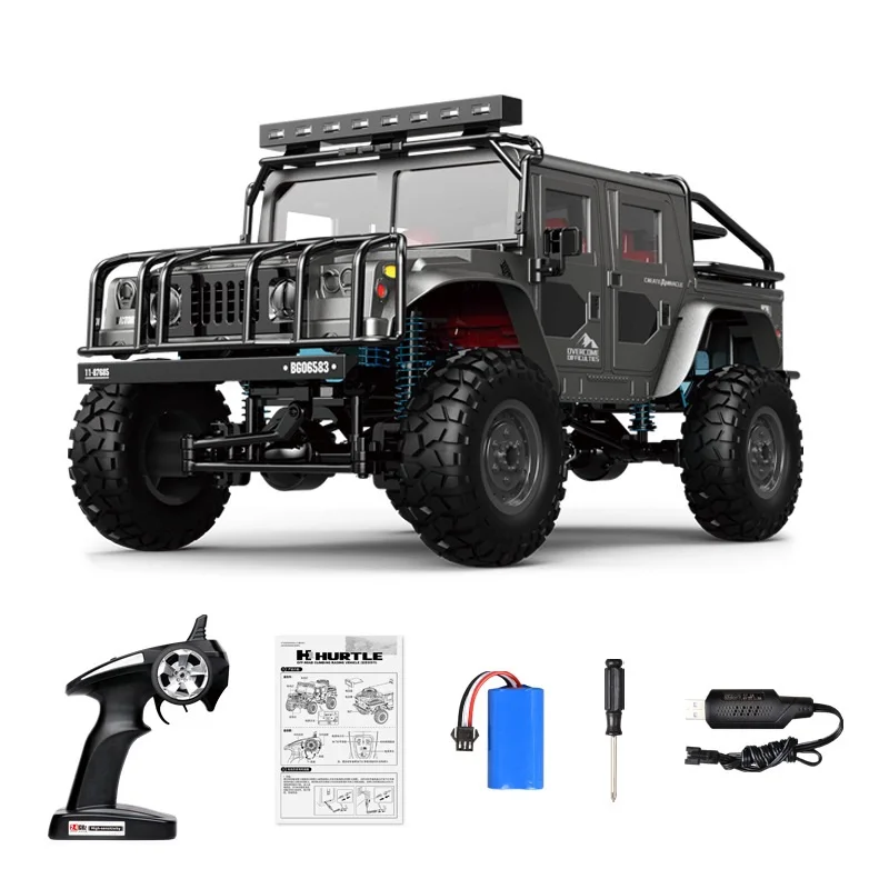 (negro) Coche De Control Remoto 4x4 Aleación Hummer Jeep 2.4g Modelo Todoterreno De Escalada Con Control Remoto