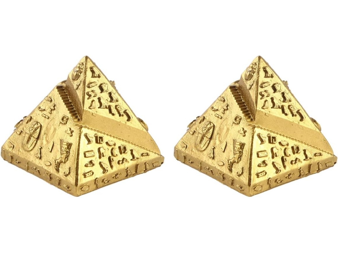 Modelo de pirámide de resina dorada, 2 piezas, delicada decoración para oficina, accesorios para fotos de contemplación GOKOCO