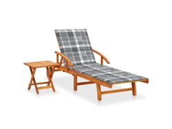 Tumbona de jardín Mueble para patio Asiento de jardín con mesa y cojín madera maciza de acacia