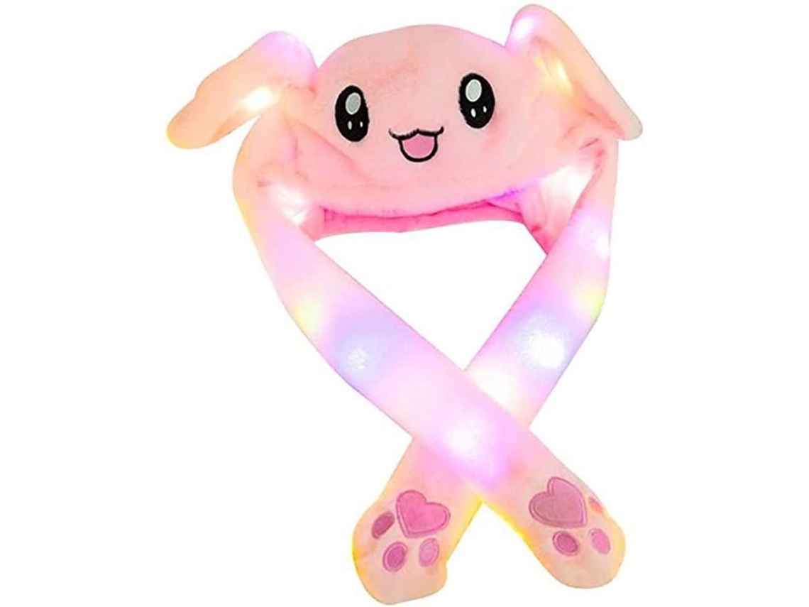 Gorro De Peluche Con Orejas Brillantes Y Móviles. Gorro Elástico Y Adorable - Rosa (1 Unidad)