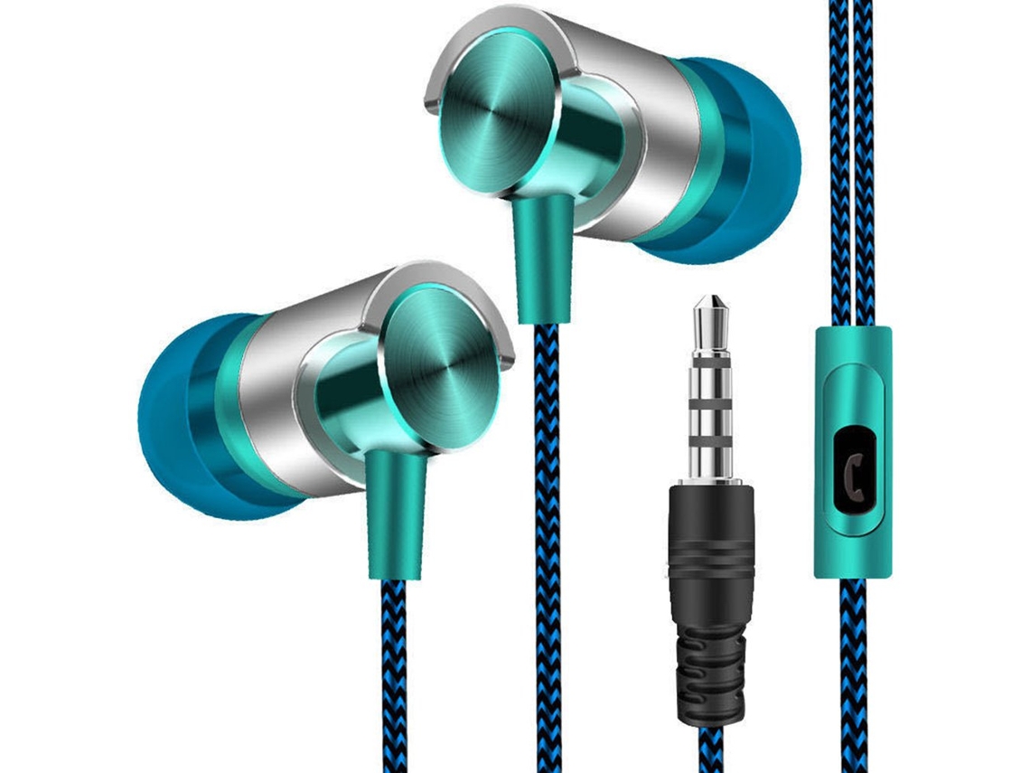 Auriculares Deporte de música estéreo bajo con cable de 3,5 mm en la oreja con micrófono para Samsung Xiaomi