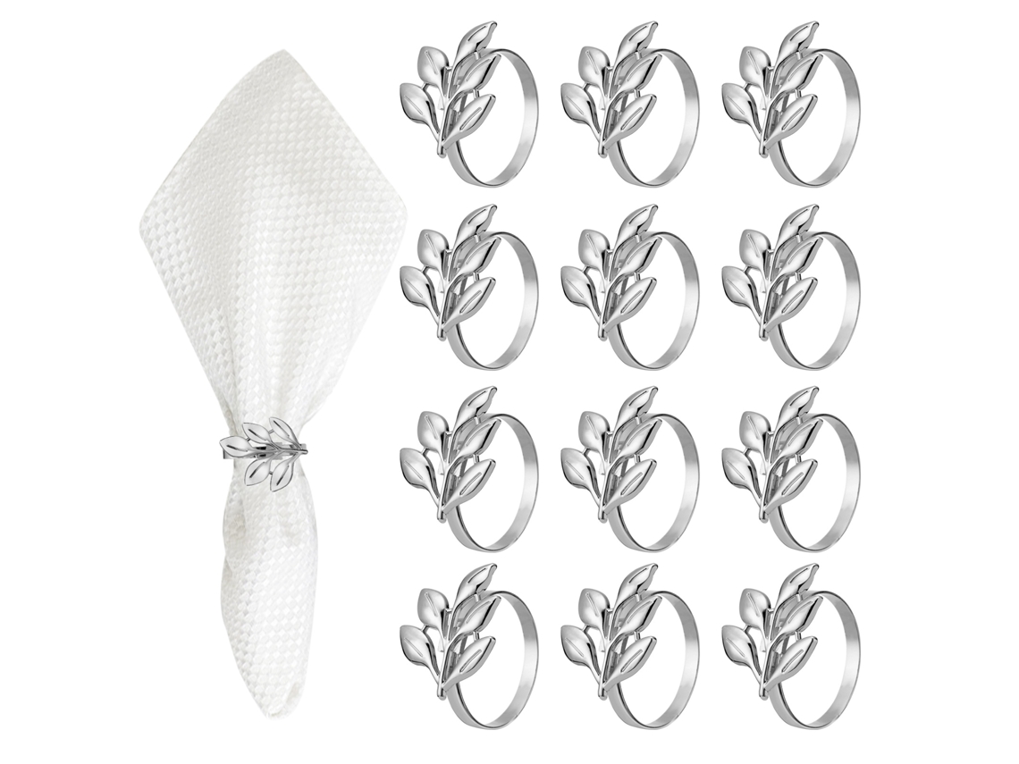 Anillos, servilletas, lámina de oro, aleación de plata, 12 piezas