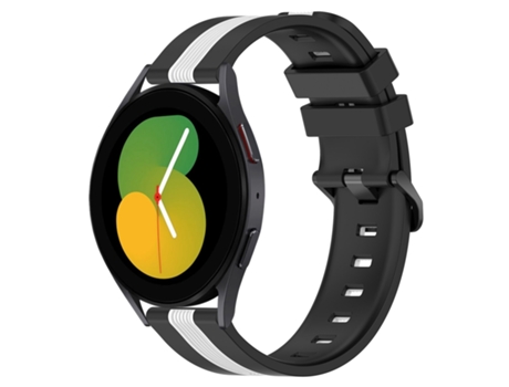 Correa de reloj inteligente para Samsung Galaxy Watch5 40 mm 20 mm Correa de reloj de silicona vertical de dos colores (negro + blanco)
