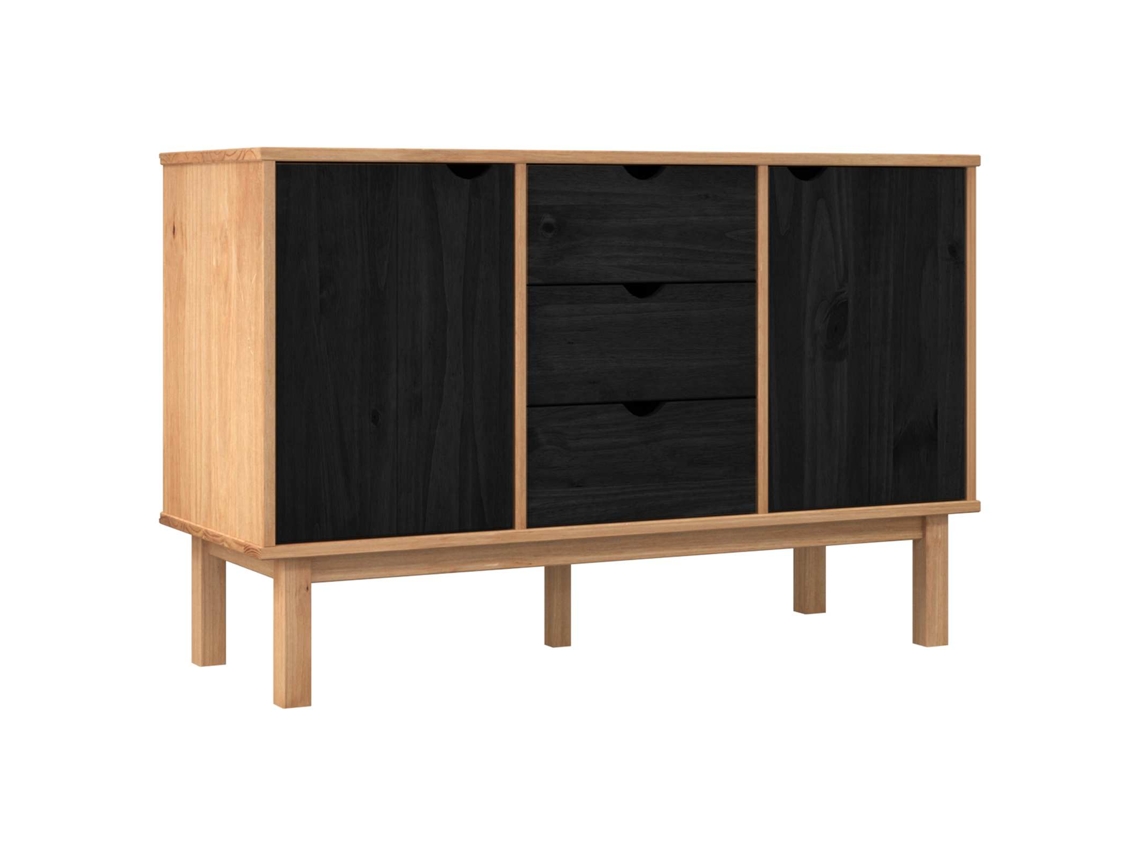 Vidaxl Aparador Otta Negro 113,5 X 43 X 73 Cm Madera De Pino Maciza