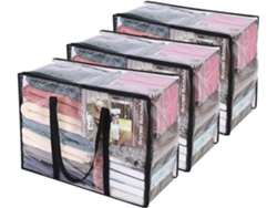 Bolsas transparentes para guardar ropa (paquete de 3) con asa reforzada, 55 x 40